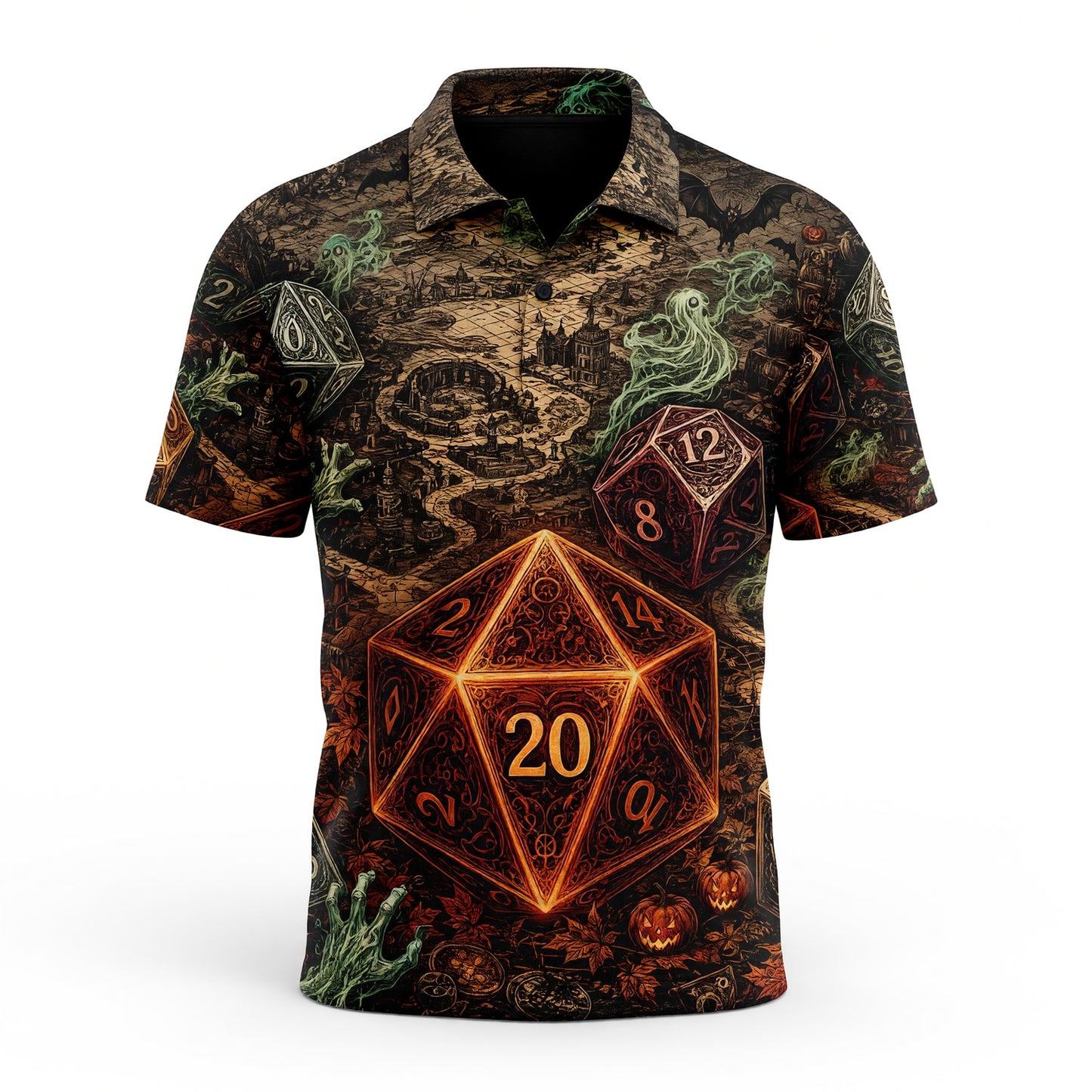 Halloween Dice AOP T-Shirt - Spooky RPG Gamer Apparel