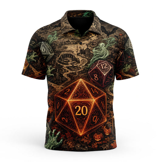 Halloween Dice AOP T-Shirt - Spooky RPG Gamer Apparel