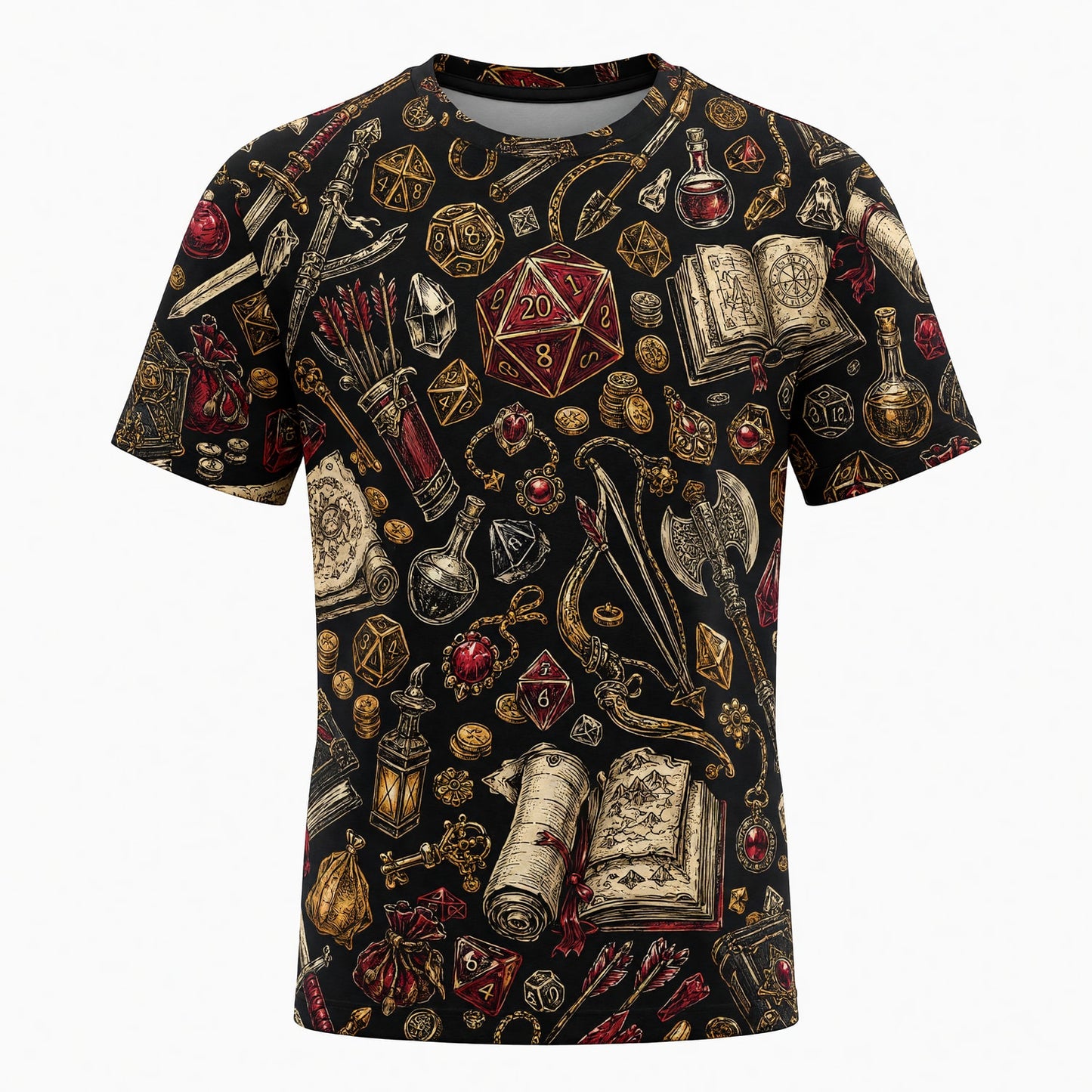 Fantasy Dungeon Dice AOP T-Shirt - Fantasy RPG Pattern Apparel