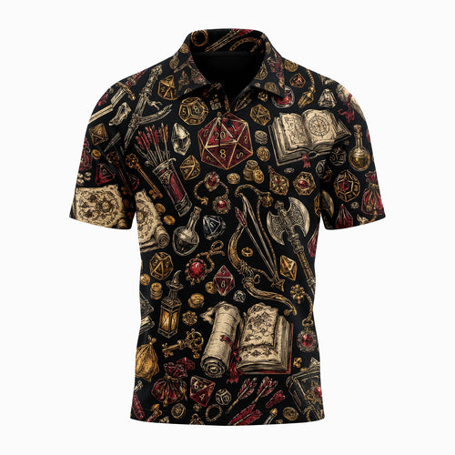 Fantasy Dungeon Dice AOP T-Shirt - Fantasy RPG Pattern Apparel