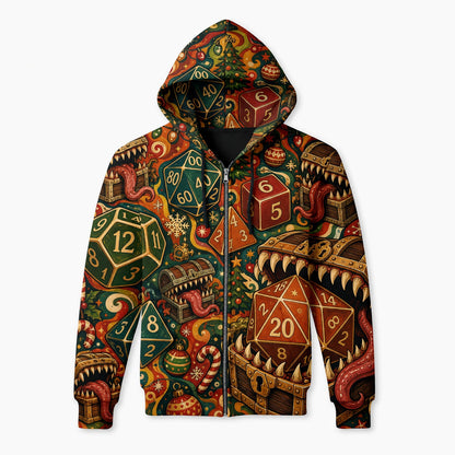 Mimic Dice Christmas AOP T-Shirt - Holiday RPG Fantasy Streetwear