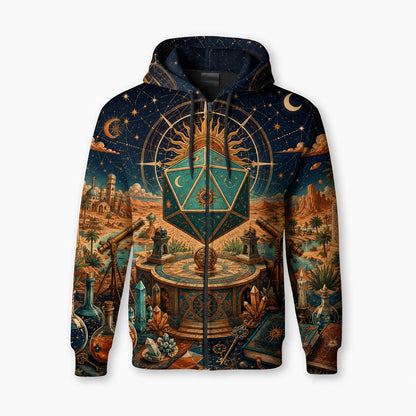Celestial D20 Dice AOP T-Shirt - Astrology Fantasy Streetwear