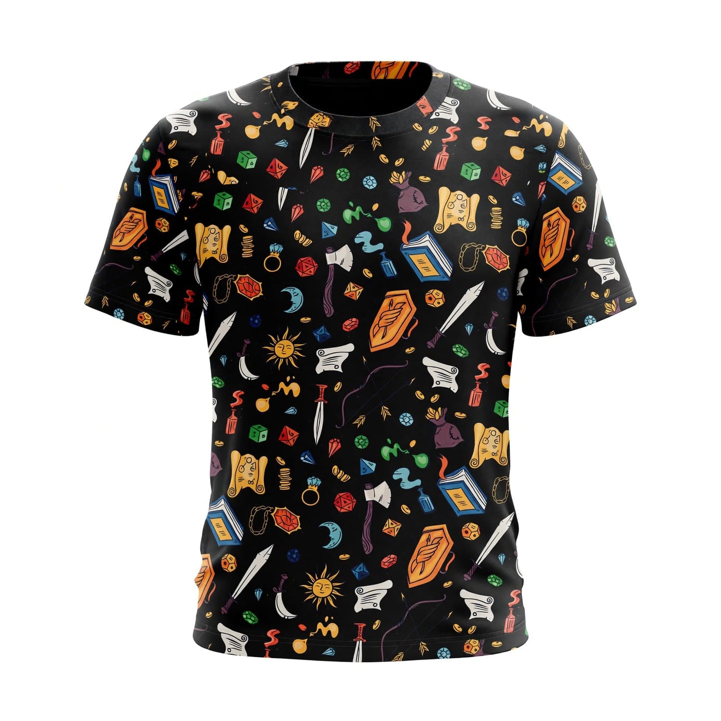 Dice Fantasy AOP T-Shirt - RPG Tabletop Gaming Pattern