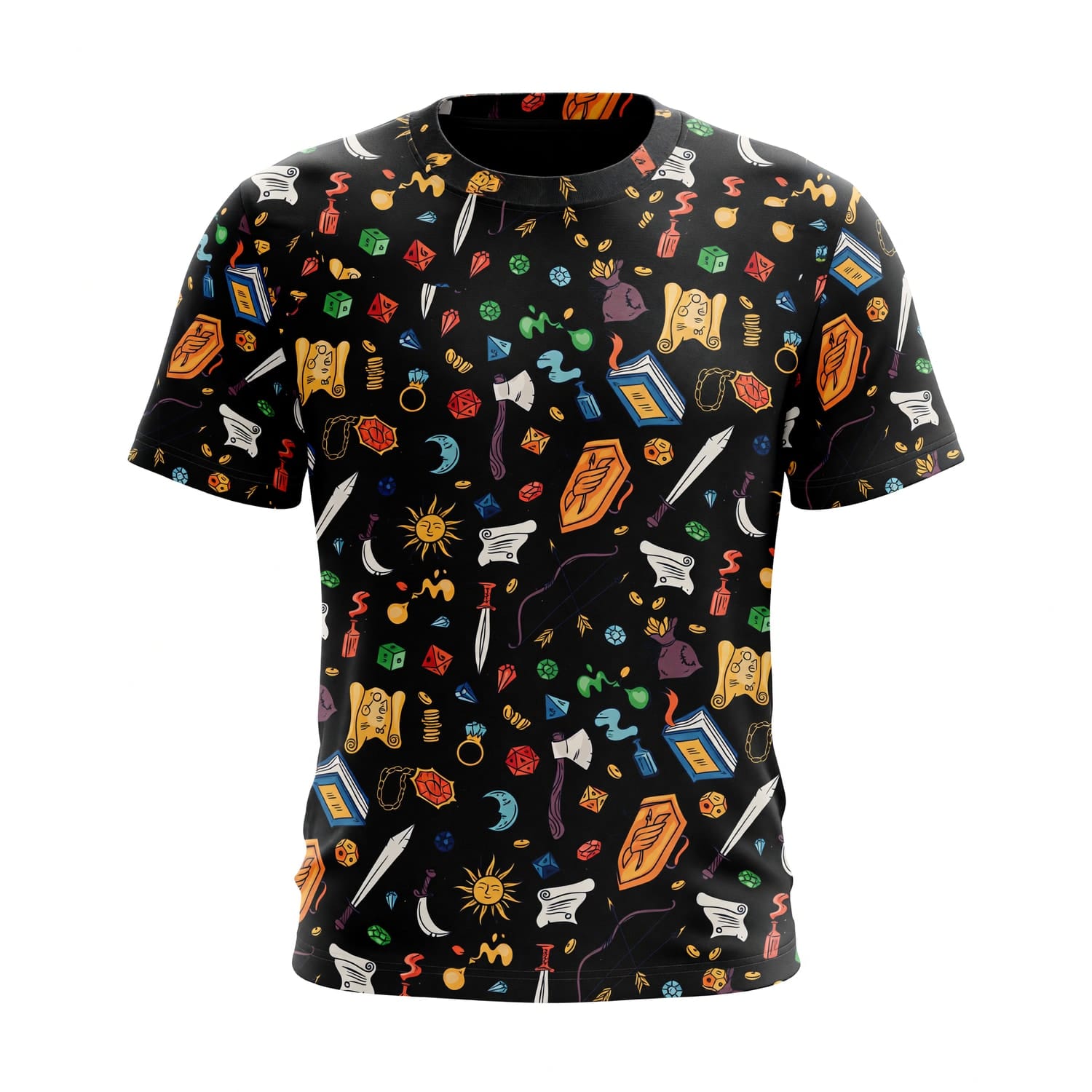 Dice Fantasy AOP T-Shirt - RPG Tabletop Gaming Pattern