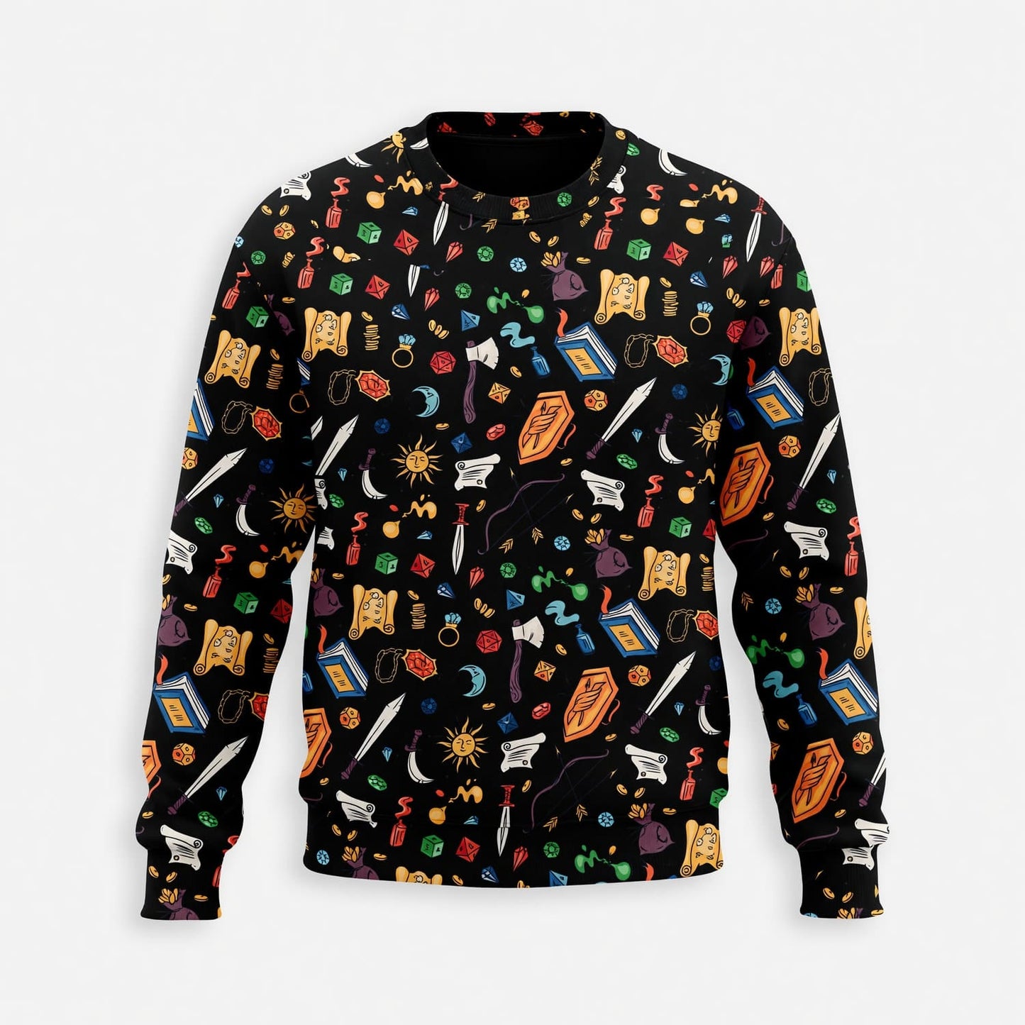 Dice Fantasy AOP T-Shirt - RPG Tabletop Gaming Pattern