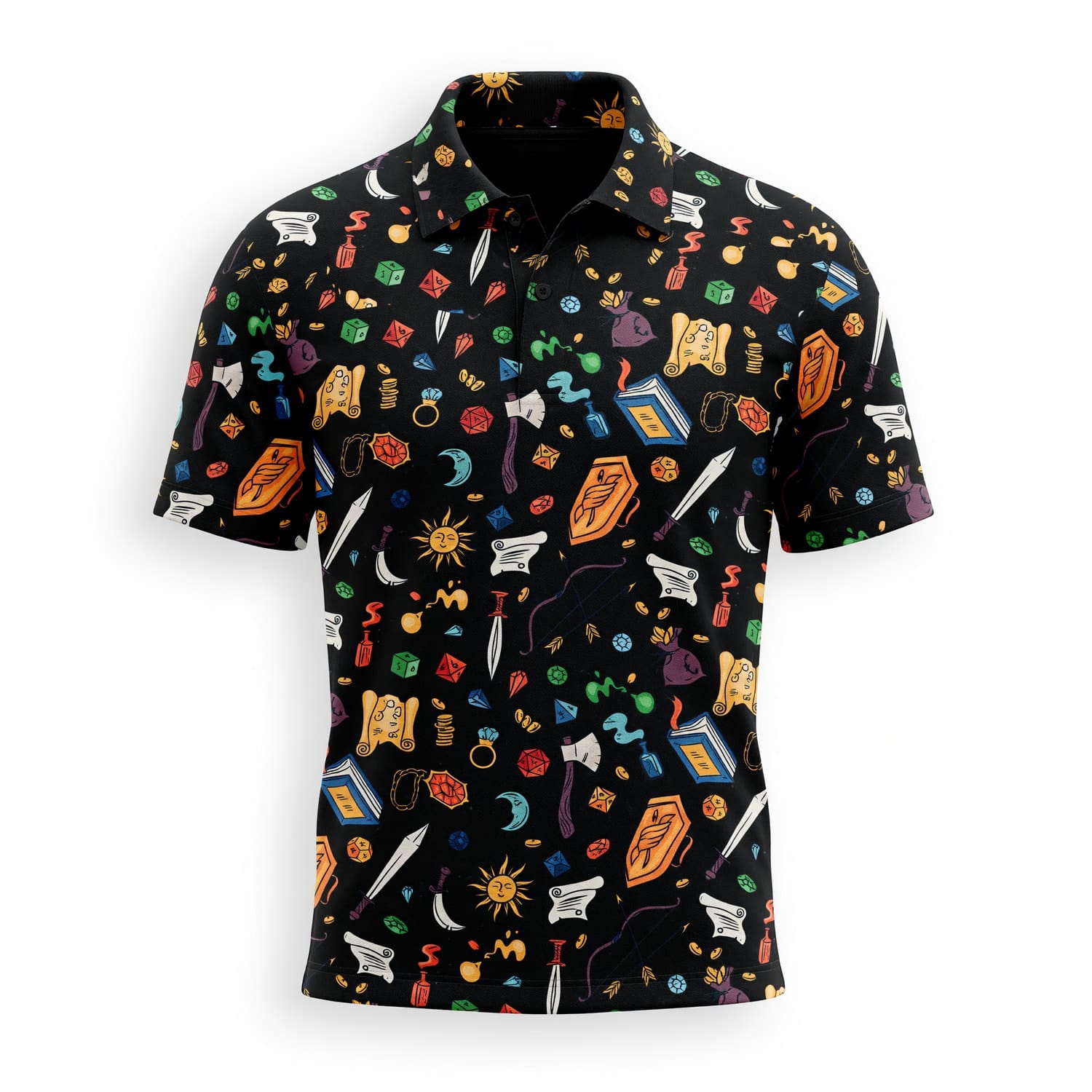 Dice Fantasy AOP T-Shirt - RPG Tabletop Gaming Pattern