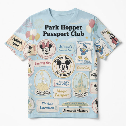 Theme Park Hopper AOP T-Shirt - Passport Club Vintage Travel