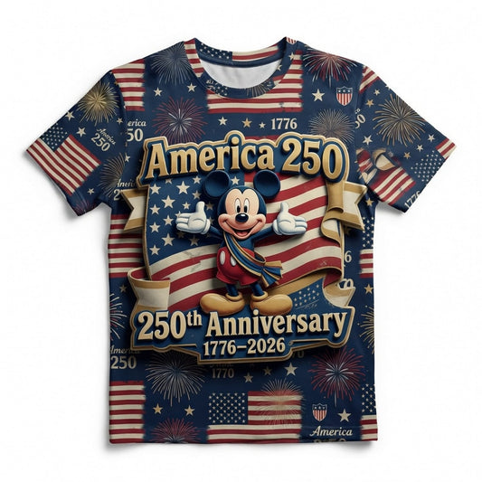 America 250 Mouse Patriotic AOP Apparel