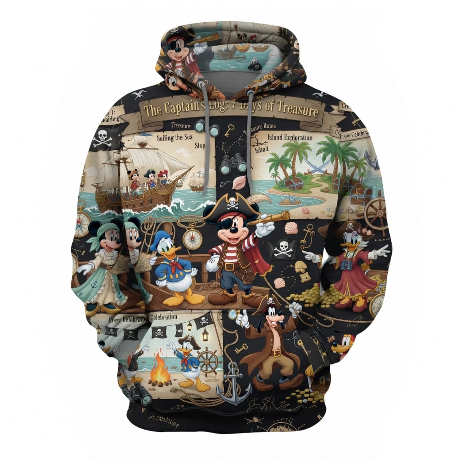 Pirate Mouse AOP Apparel - Treasure Map Crew Adventure
