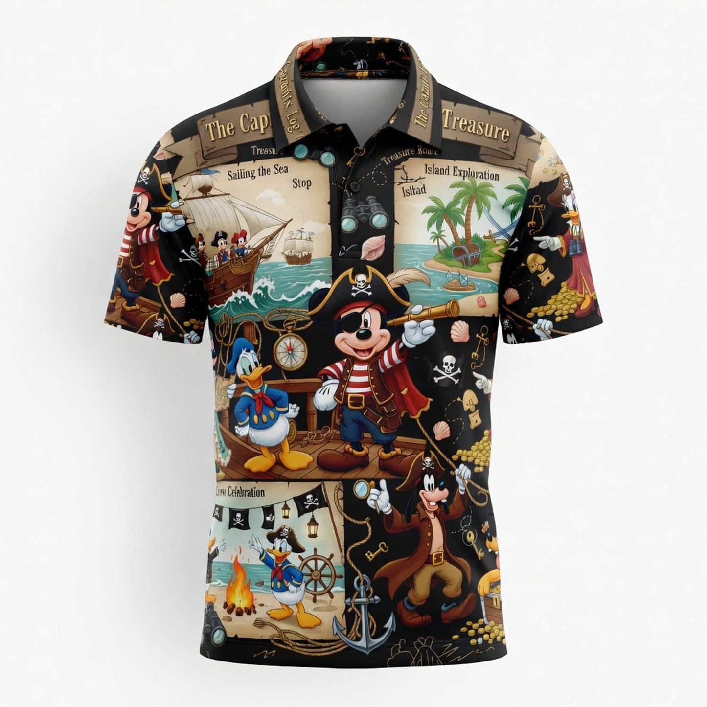Pirate Mouse AOP Apparel - Treasure Map Crew Adventure