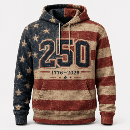 America 250 - 1776-2026 Vintage Distressed Flag Apparel - AOP5JCHP001