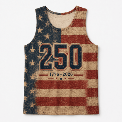 America 250 - 1776-2026 Vintage Distressed Flag Apparel - AOP5JCHP001