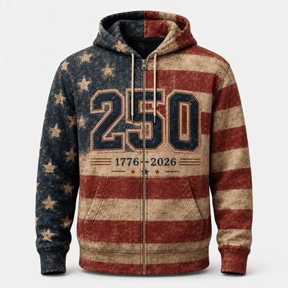 America 250 - 1776-2026 Vintage Distressed Flag Apparel - AOP5JCHP001