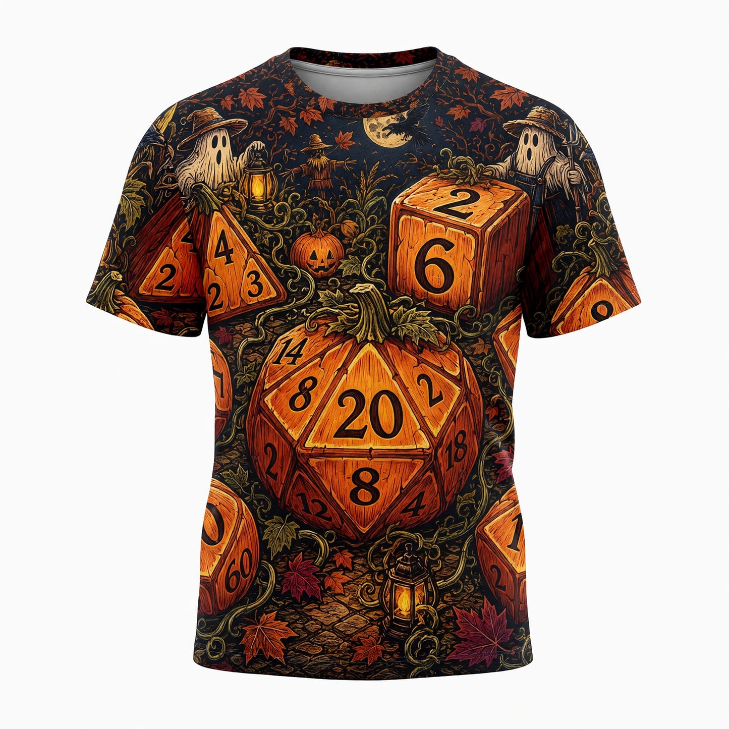Halloween Dice AOP T-Shirt - Spooky RPG Streetwear