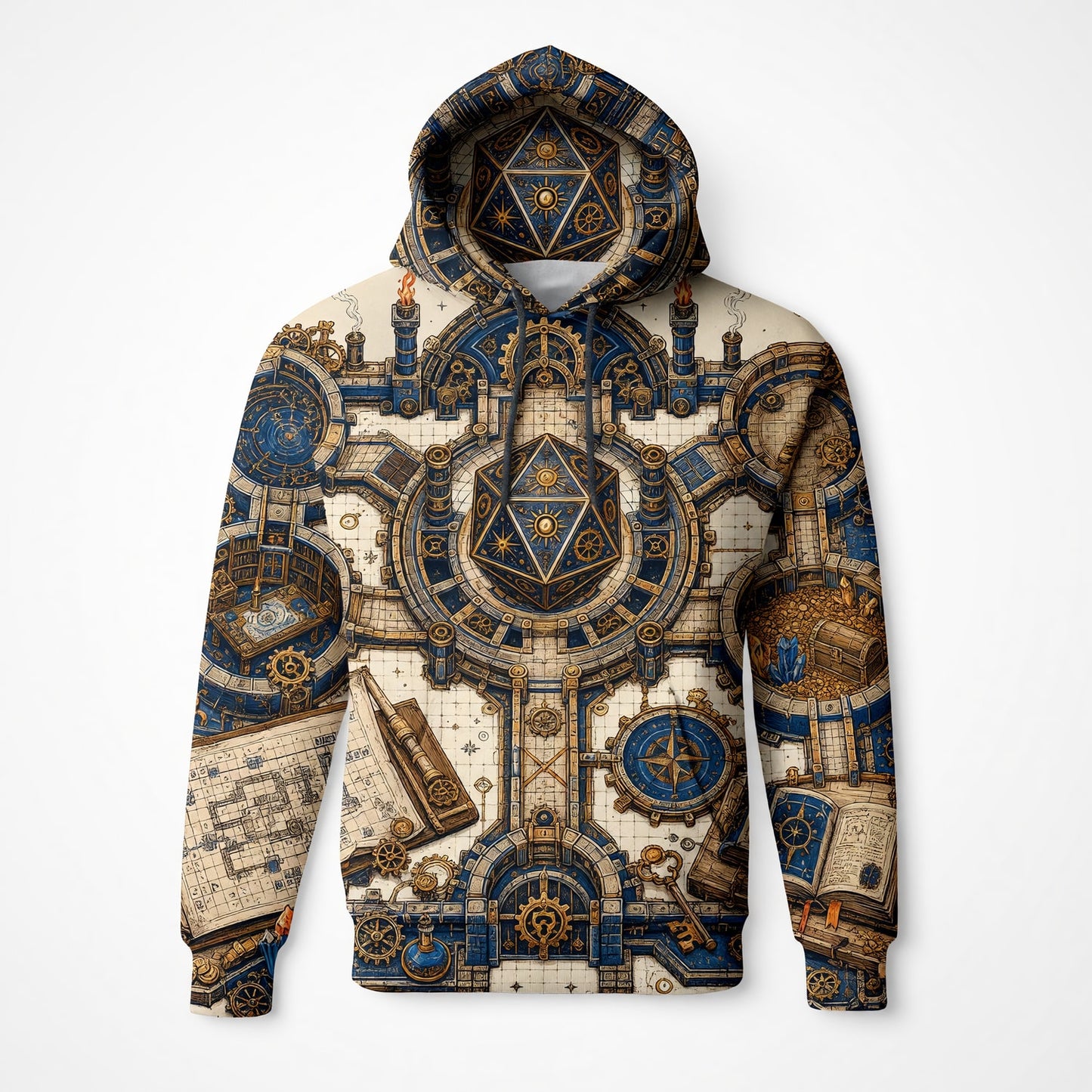 Steampunk Dice Map AOP T-Shirt - Fantasy RPG Tabletop Gear