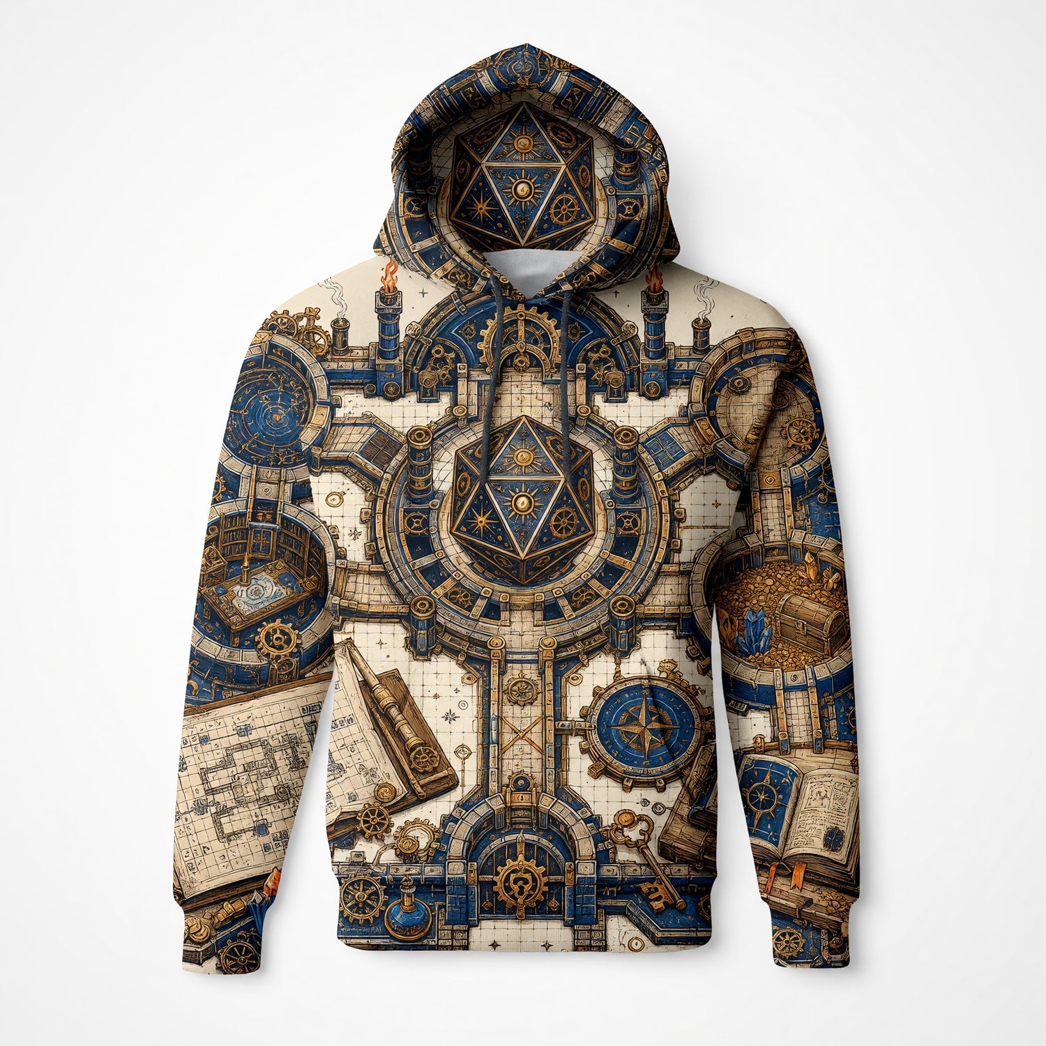 Steampunk Dice Map AOP T-Shirt - Fantasy RPG Tabletop Gear