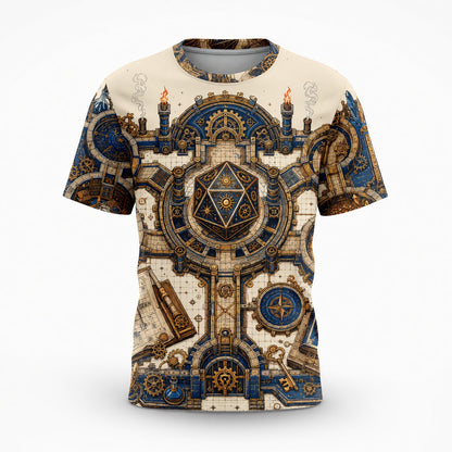 Steampunk Dice Map AOP T-Shirt - Fantasy RPG Tabletop Gear