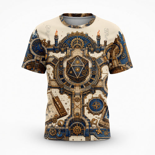 Steampunk Dice Map AOP T-Shirt - Fantasy RPG Tabletop Gear