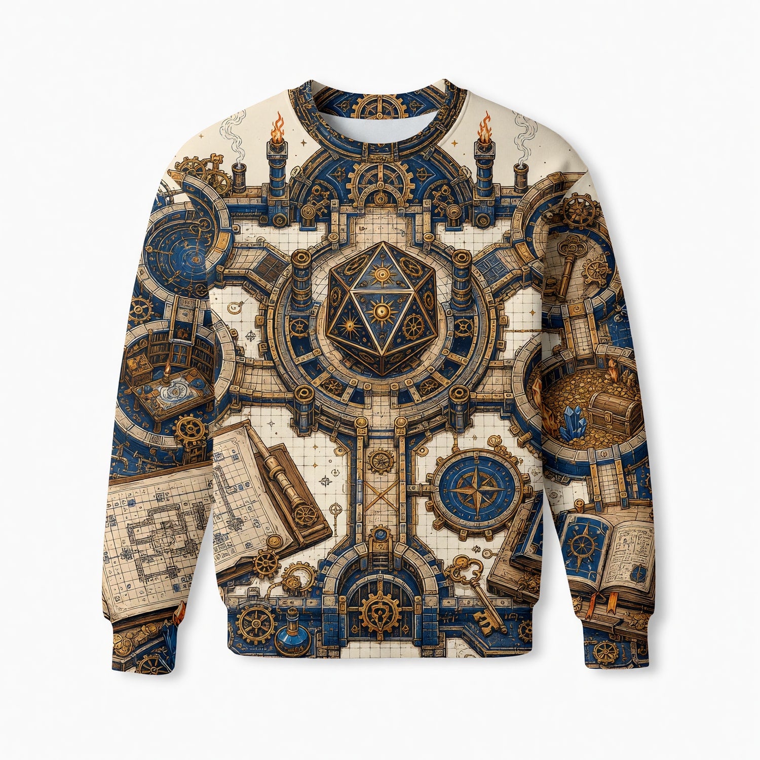Steampunk Dice Map AOP T-Shirt - Fantasy RPG Tabletop Gear