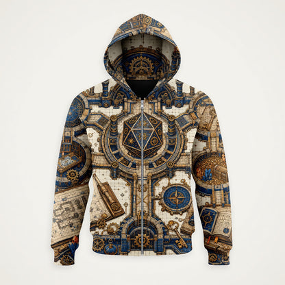 Steampunk Dice Map AOP T-Shirt - Fantasy RPG Tabletop Gear