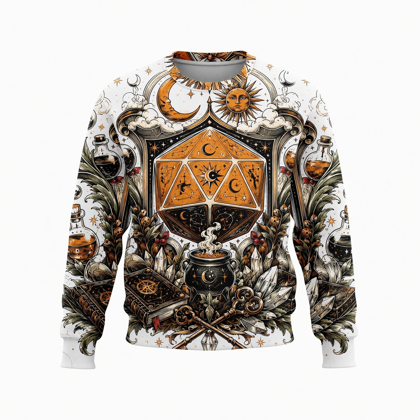Mystic D20 Dice AOP T-Shirt - Celestial Fantasy RPG Streetwear