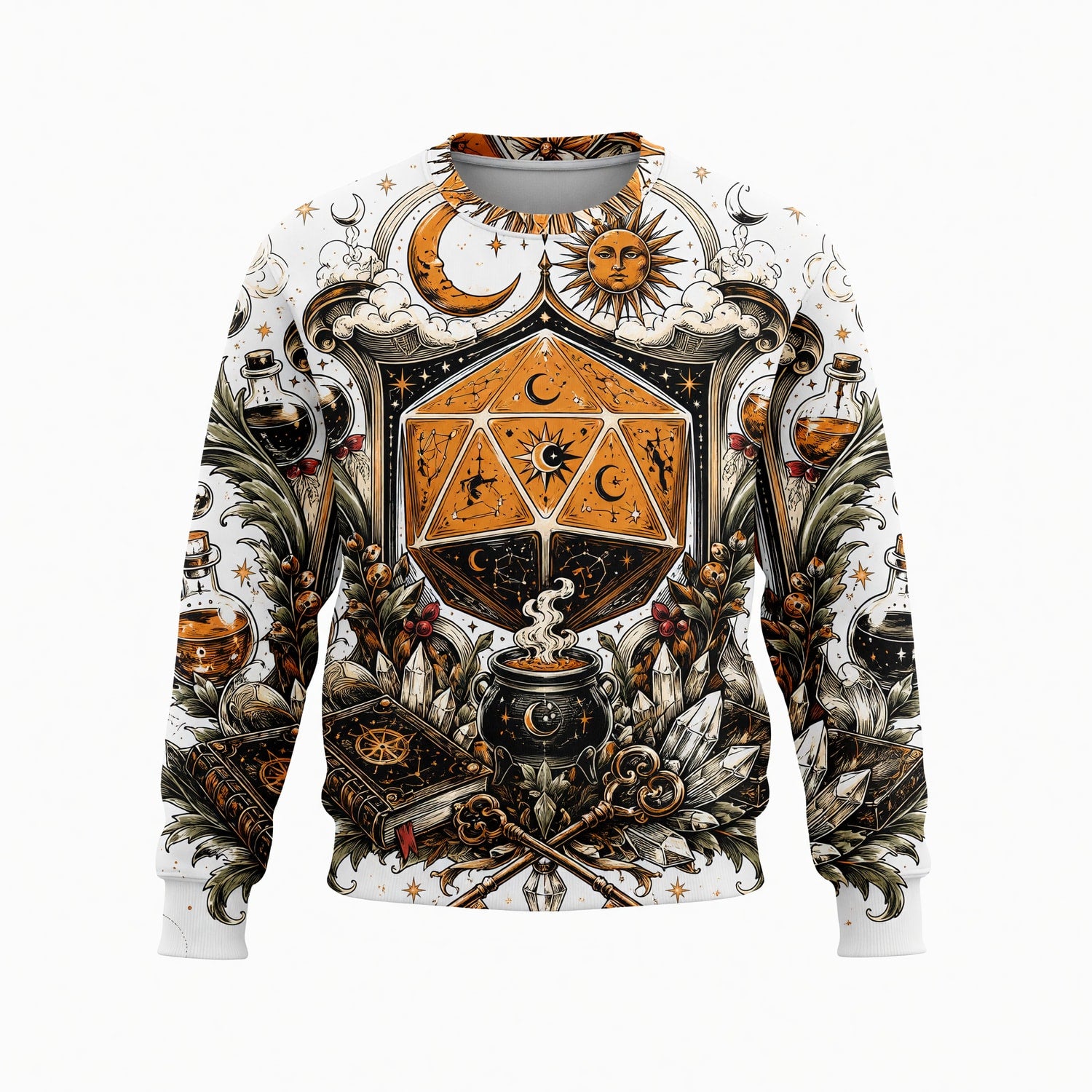 Mystic D20 Dice AOP T-Shirt - Celestial Fantasy RPG Streetwear