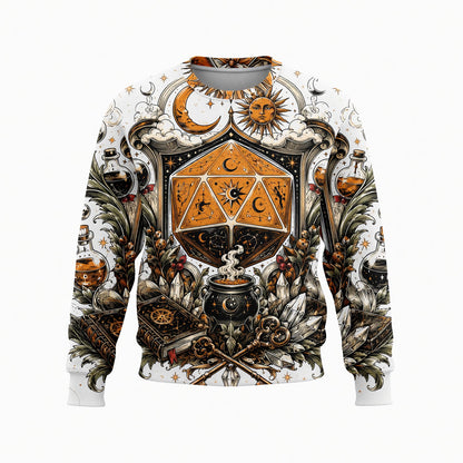 Mystic D20 Dice AOP T-Shirt - Celestial Fantasy RPG Streetwear