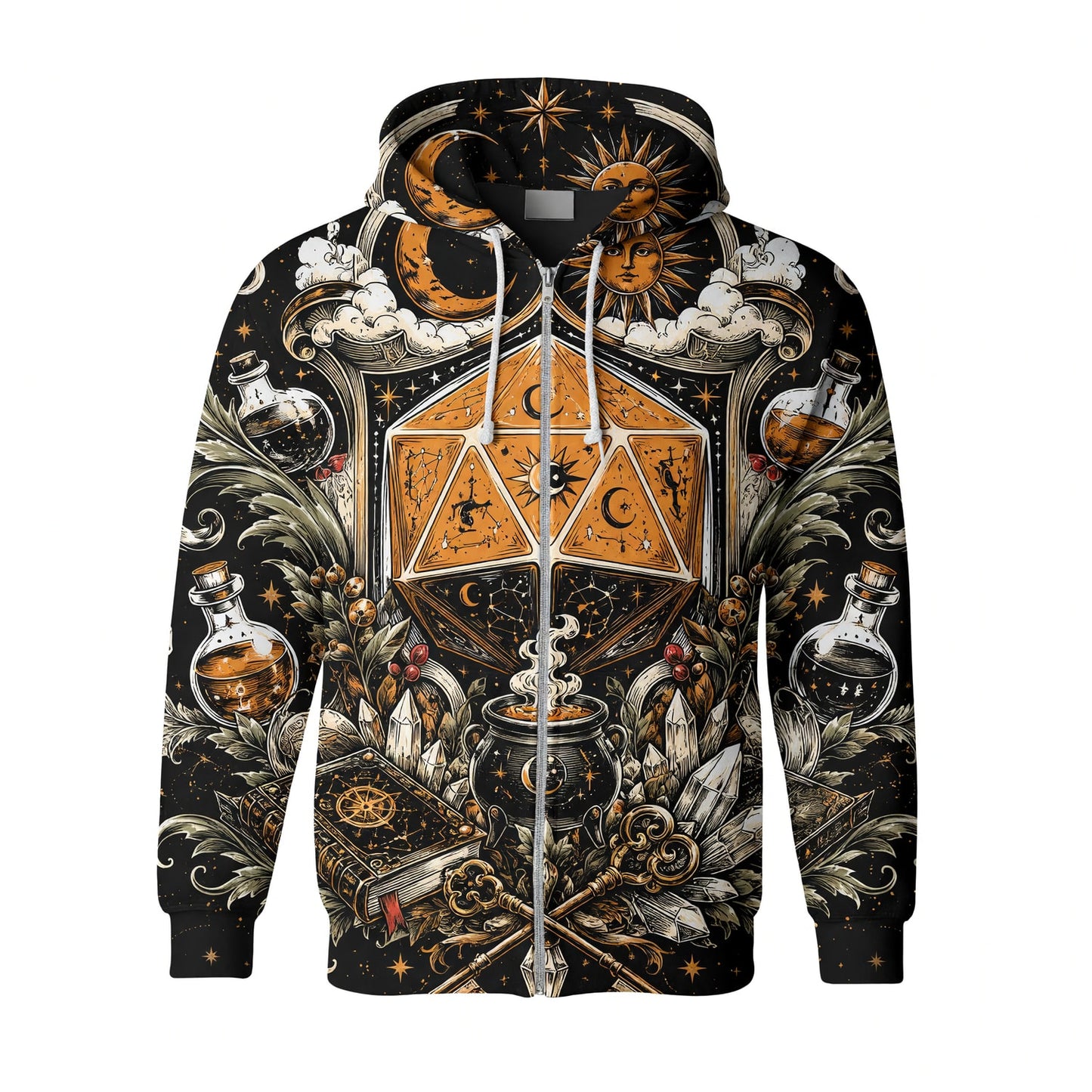 Mystic D20 Dice AOP T-Shirt - Celestial Fantasy RPG Streetwear
