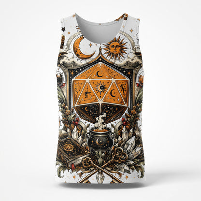 Mystic D20 Dice AOP T-Shirt - Celestial Fantasy RPG Streetwear