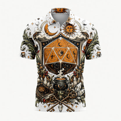 Mystic D20 Dice AOP T-Shirt - Celestial Fantasy RPG Streetwear