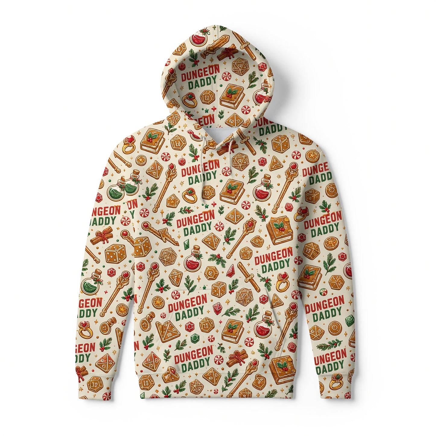 Dungeon Daddy Christmas AOP T-Shirt - Holiday Pattern
