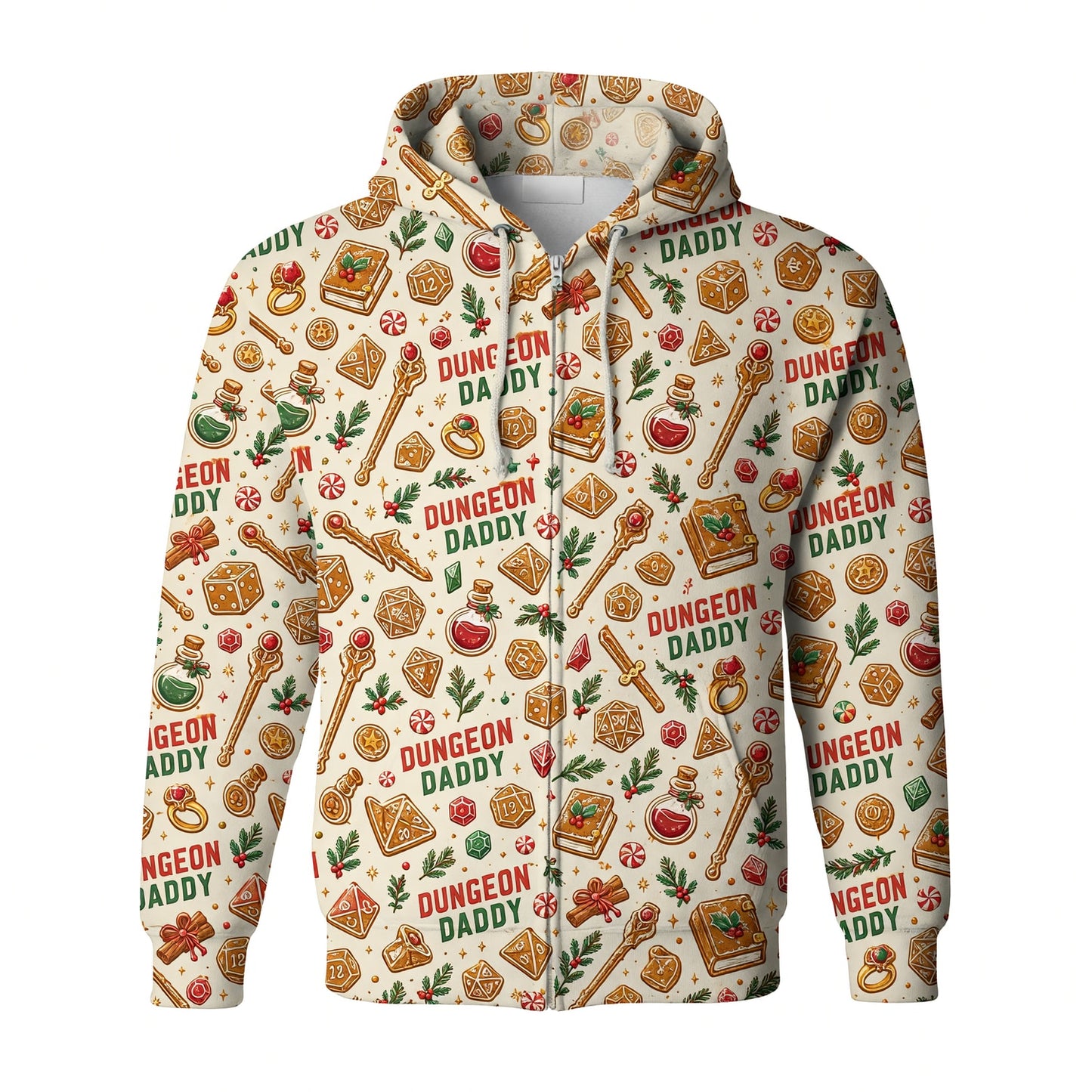 Dungeon Daddy Christmas AOP T-Shirt - Holiday Pattern