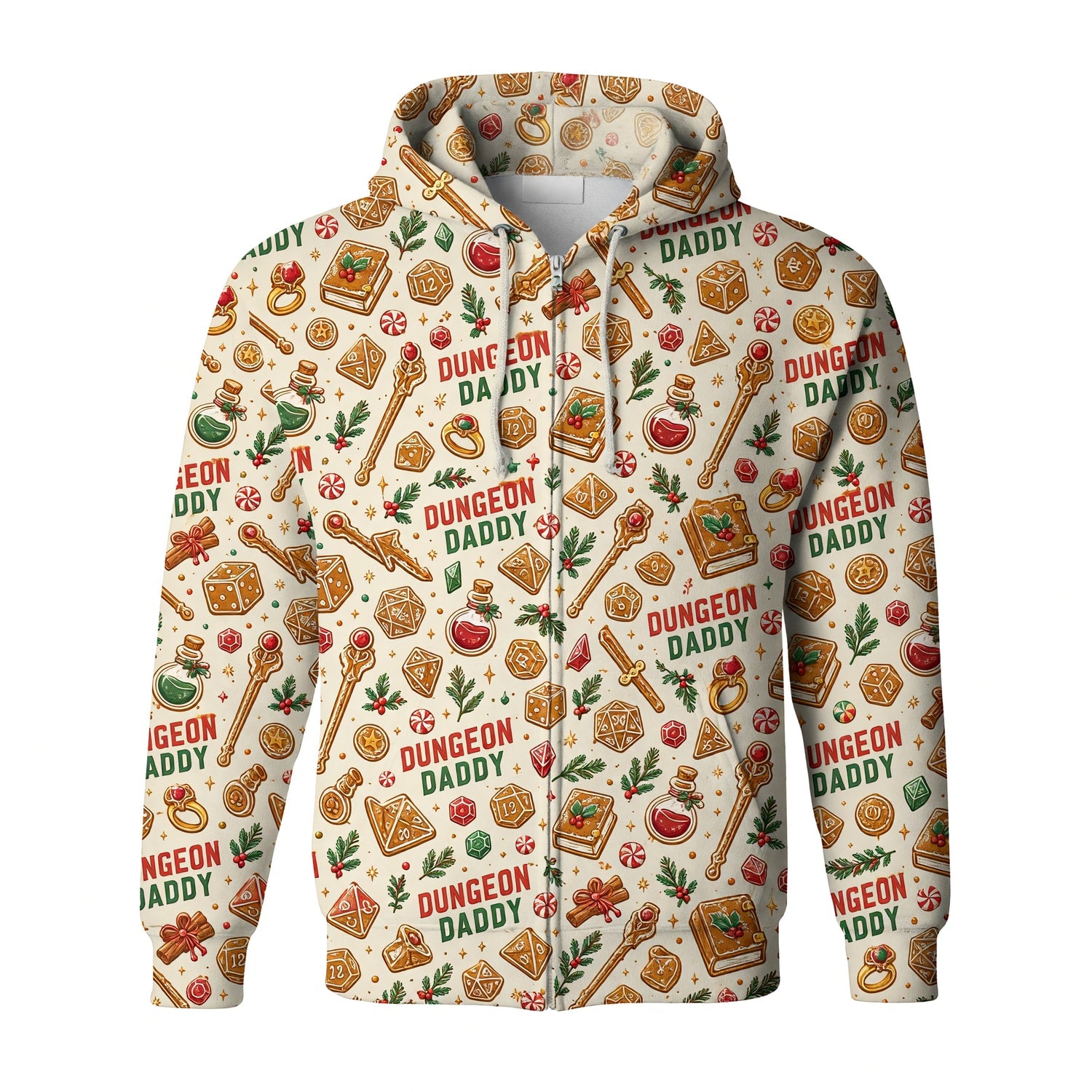 Dungeon Daddy Christmas AOP T-Shirt - Holiday Pattern