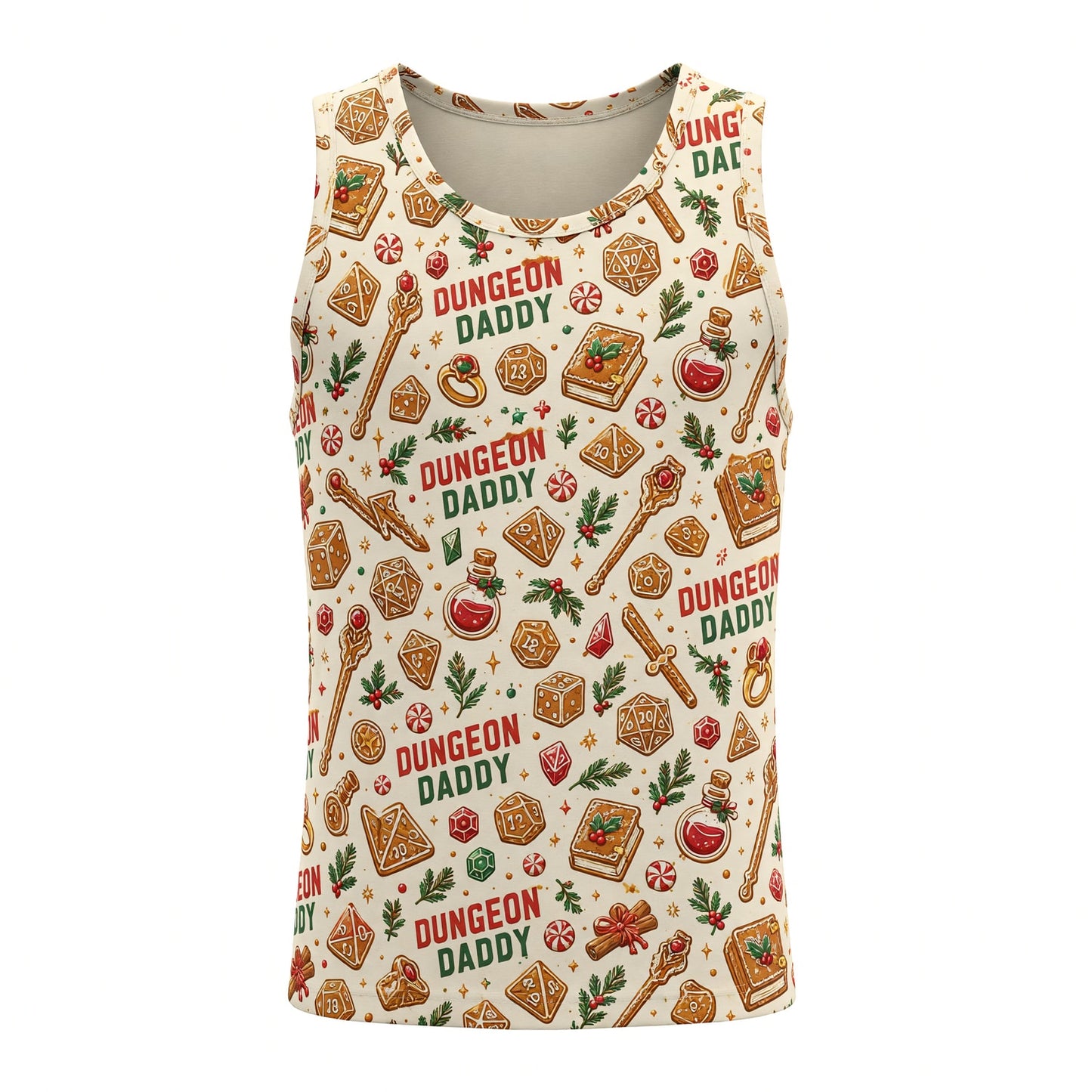 Dungeon Daddy Christmas AOP T-Shirt - Holiday Pattern