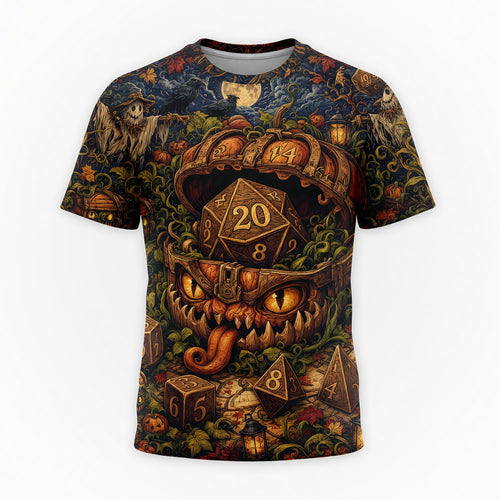 Halloween Mimic Dice AOP T-Shirt - Fantasy RPG Spooky Streetwear