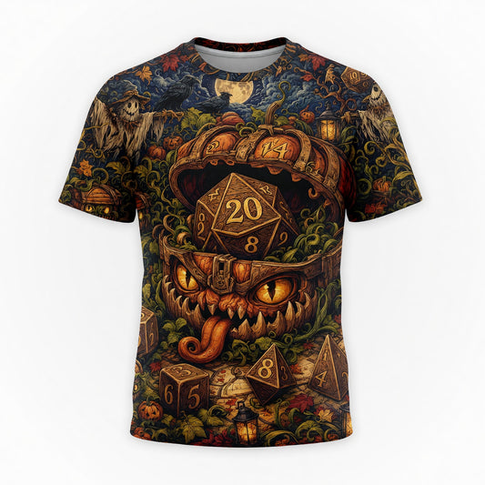 Halloween Mimic Dice AOP T-Shirt - Fantasy RPG Spooky Streetwear