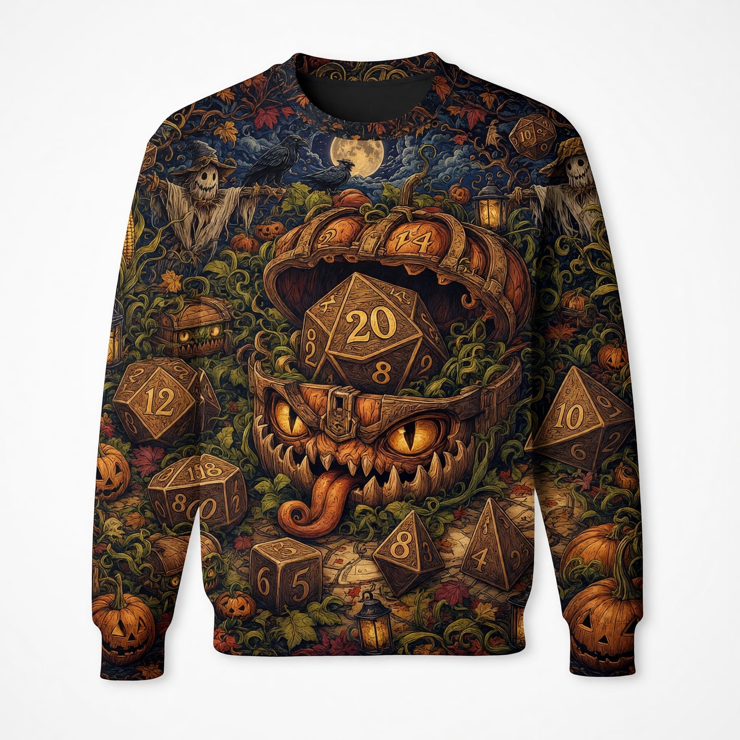 Halloween Mimic Dice AOP T-Shirt - Fantasy RPG Spooky Streetwear