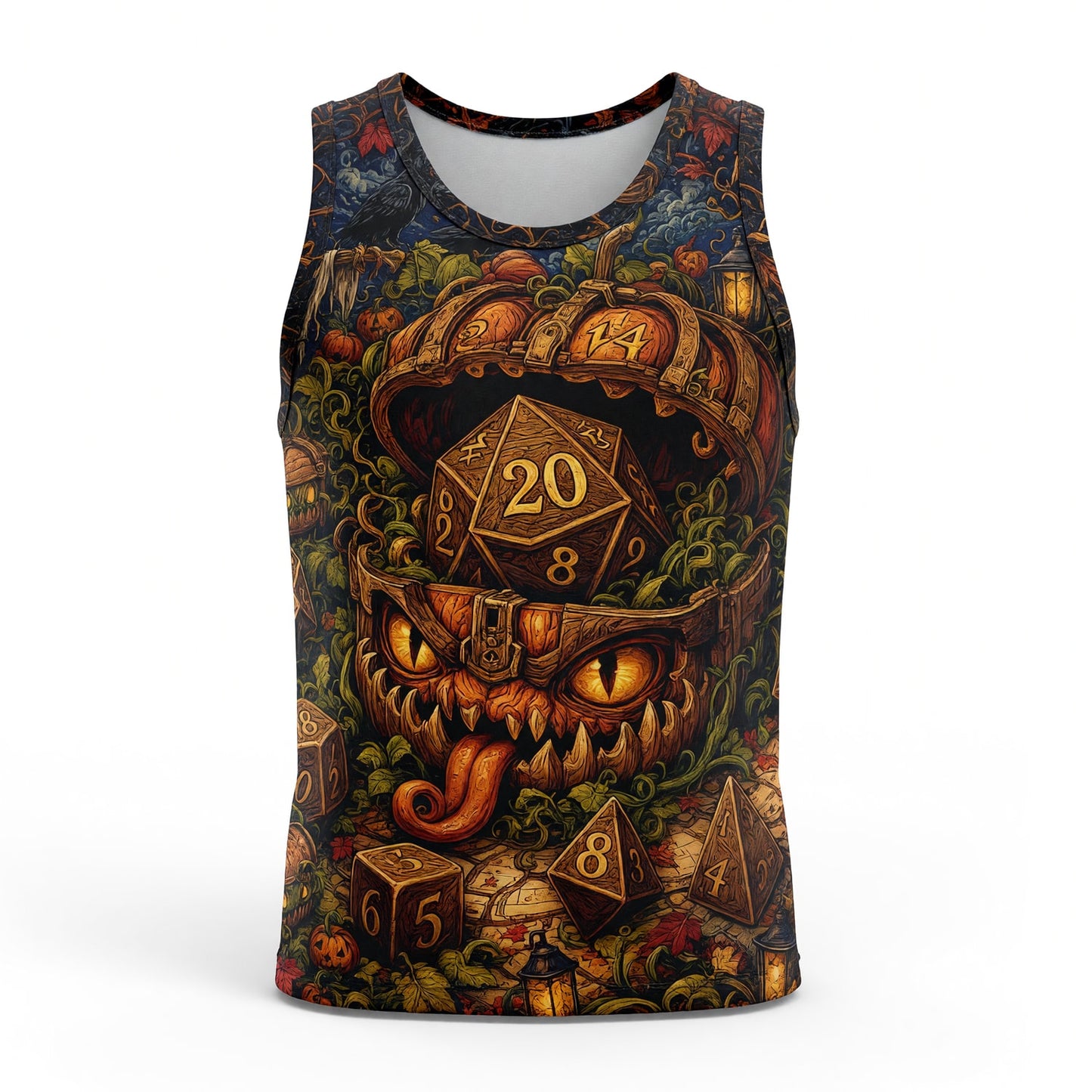 Halloween Mimic Dice AOP T-Shirt - Fantasy RPG Spooky Streetwear
