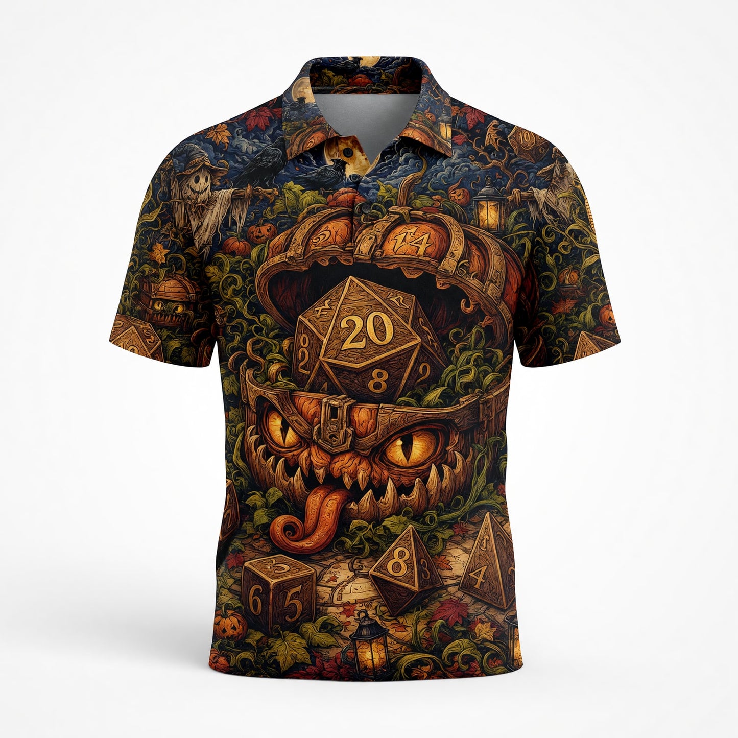 Halloween Mimic Dice AOP T-Shirt - Fantasy RPG Spooky Streetwear