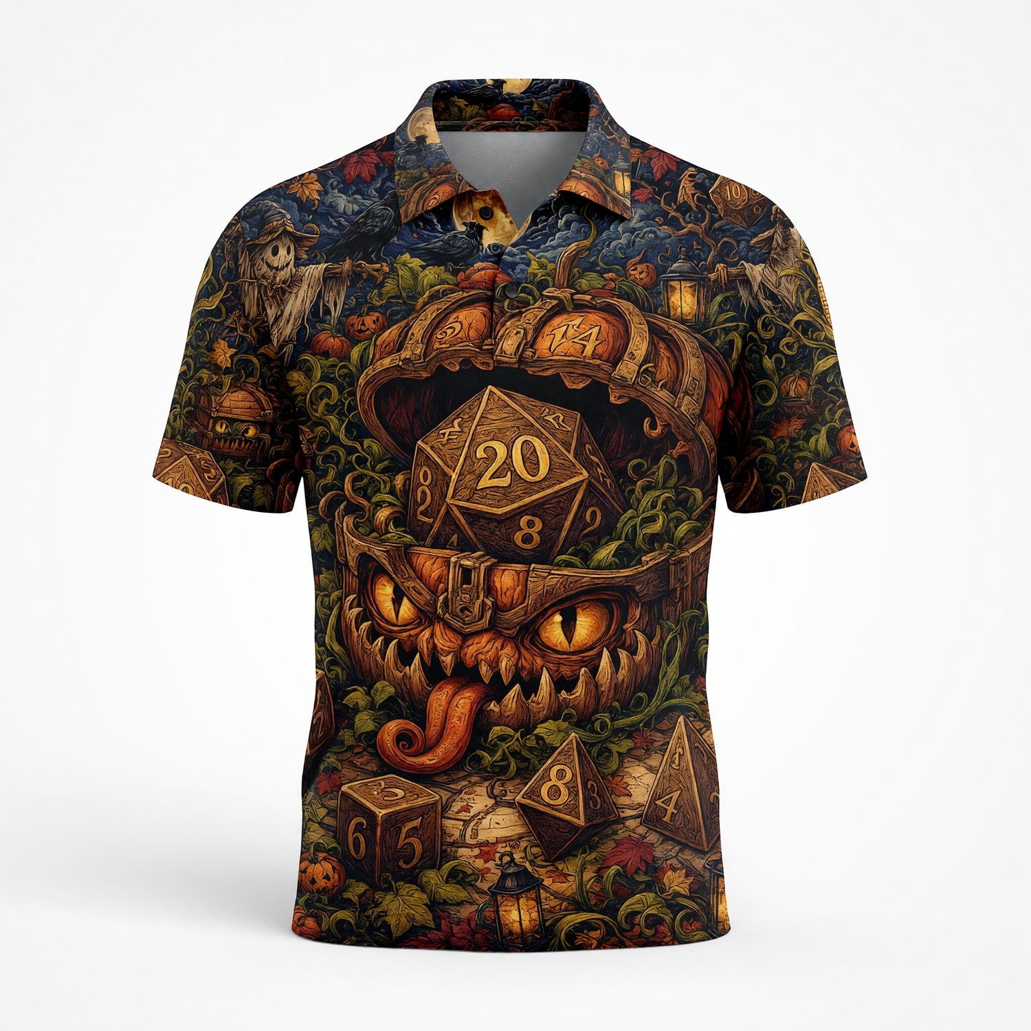 Halloween Mimic Dice AOP T-Shirt - Fantasy RPG Spooky Streetwear