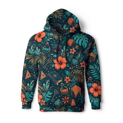 Celestial Dice AOP Apparel - Tropical Mystic RPG Pattern