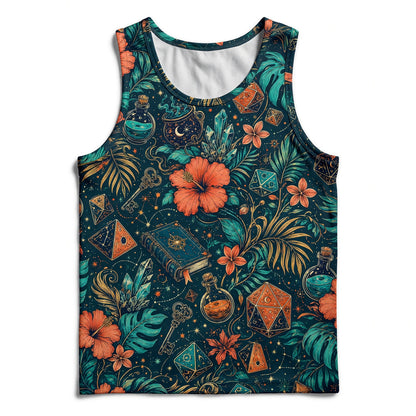 Celestial Dice AOP Apparel - Tropical Mystic RPG Pattern