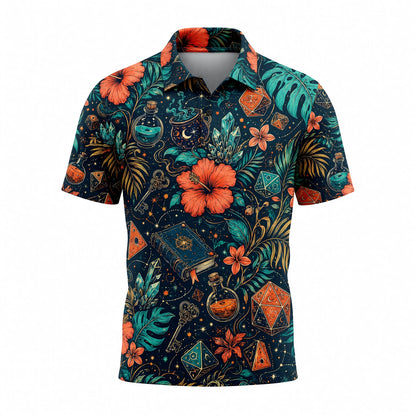 Celestial Dice AOP Apparel - Tropical Mystic RPG Pattern
