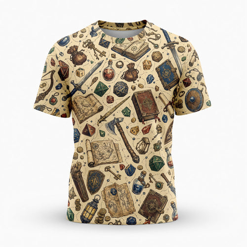 Fantasy Dungeon AOP T-Shirt - RPG Dice Fantasy Pattern