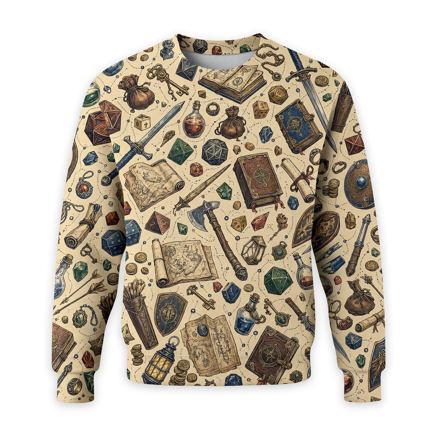 Fantasy Dungeon AOP T-Shirt - RPG Dice Fantasy Pattern