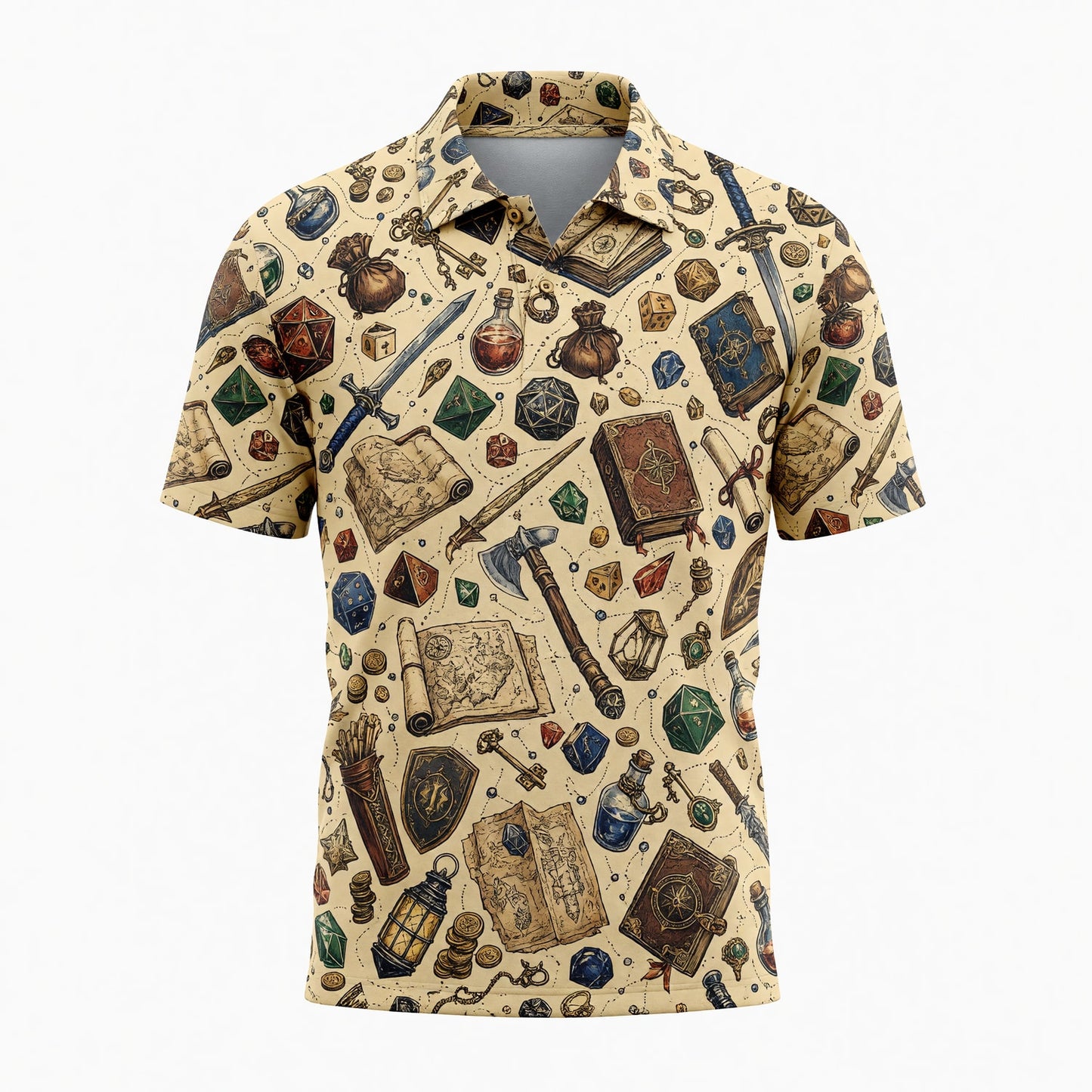 Fantasy Dungeon AOP T-Shirt - RPG Dice Fantasy Pattern