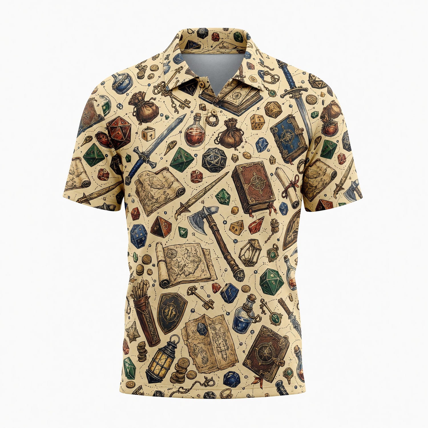 Fantasy Dungeon AOP T-Shirt - RPG Dice Fantasy Pattern