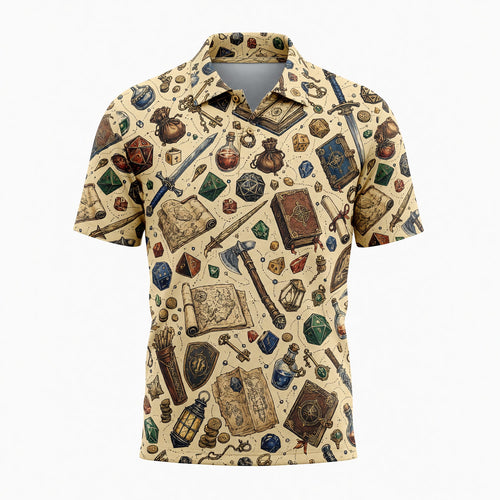Fantasy Dungeon AOP T-Shirt - RPG Dice Fantasy Pattern