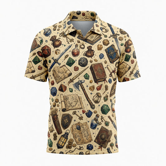 Fantasy Dungeon AOP T-Shirt - RPG Dice Fantasy Pattern