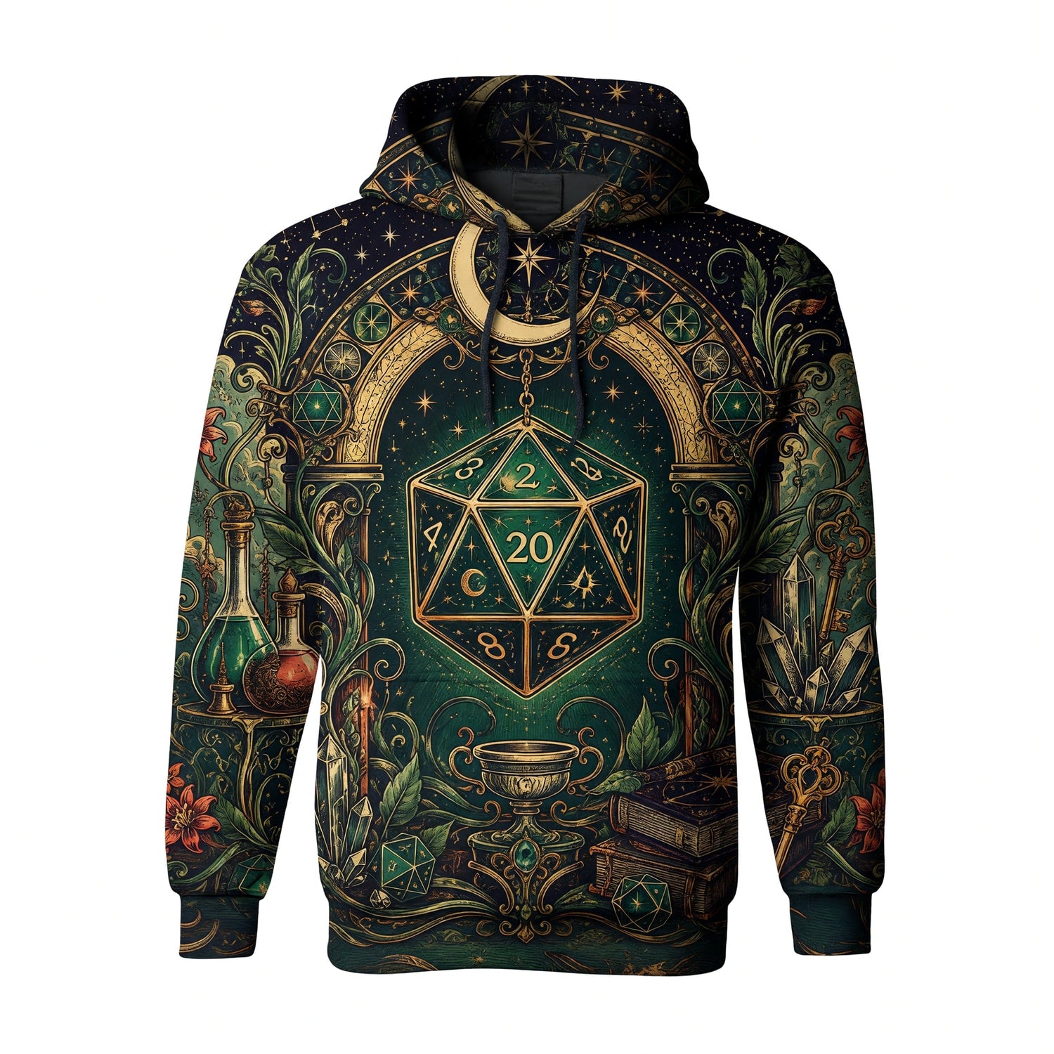 Fantasy Dungeon D20 AOP T-Shirt - Mystic Fantasy RPG Apparel